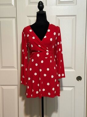 Beautiful Oscar De La Renta Red Polka Dot Tunic/Dress